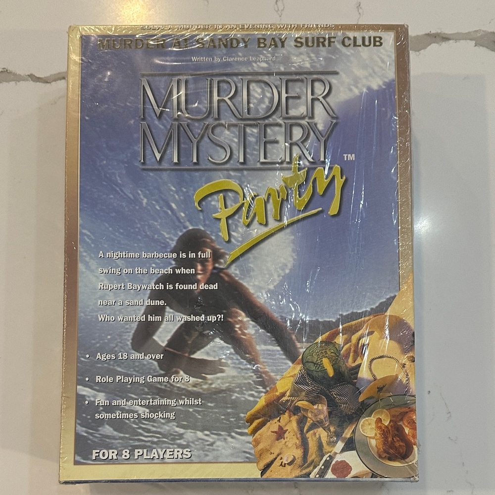 NEW BV Leisure Murder Mystery Party Game 8 players murder at Sandy Bay surf club